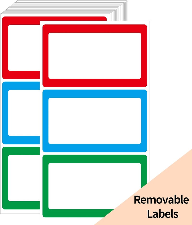 STARLIBOO Removable Colored Labels Stickers, 3X5 Inch Removable Large Label Stickers for Moving Boxes and Storage Bins- Waterproof- Writable- Tear Resistant (Blue/Red/Green) - Image 1